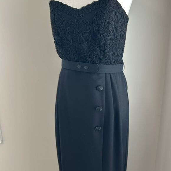 Vintage Kenar Dress Formal Sleeveless Black Maxi Crocheted Dress - Picture 6 of 15